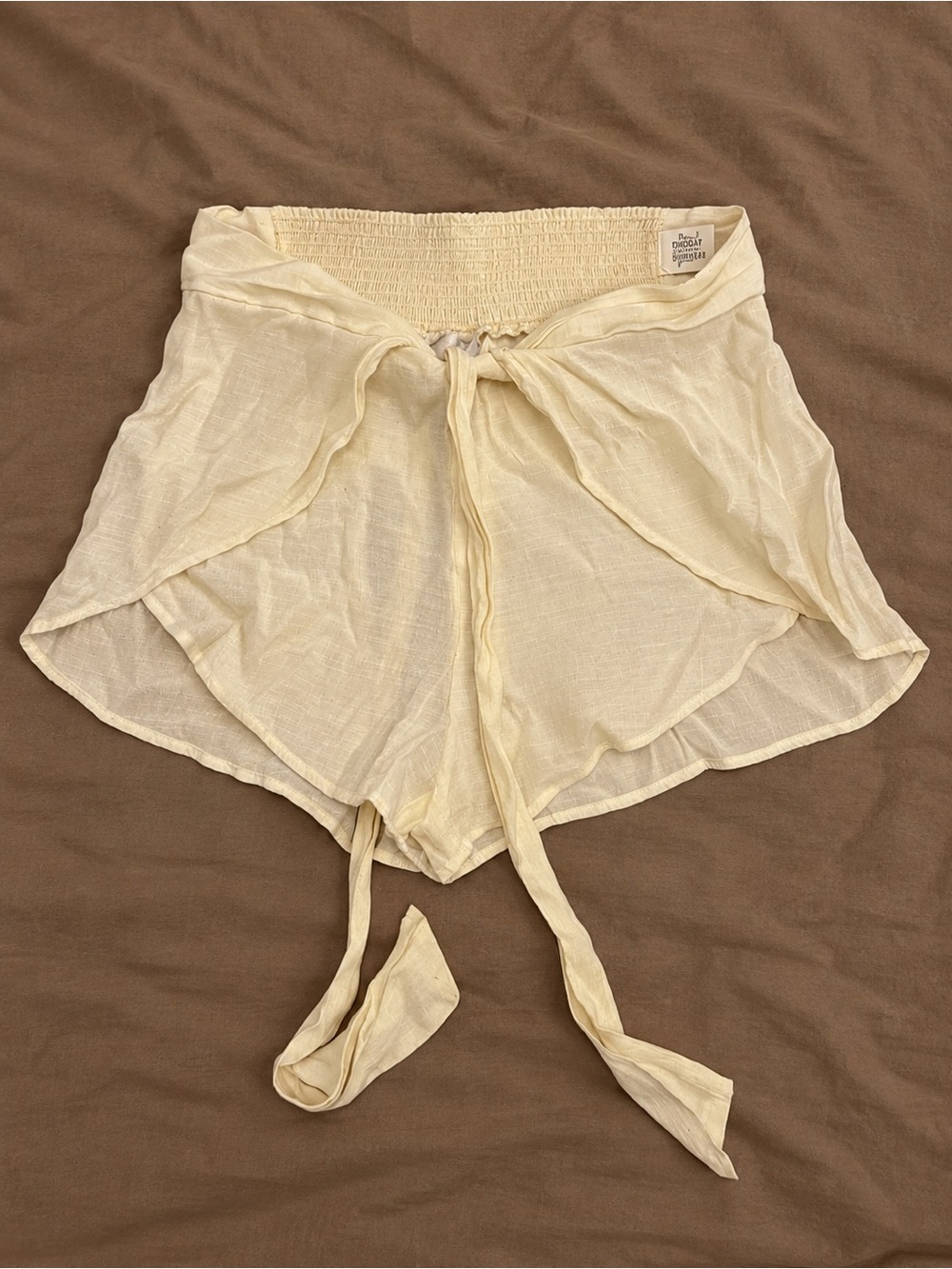 Monday Swimwear Ivory Linen Tie Front Shorts Size Small